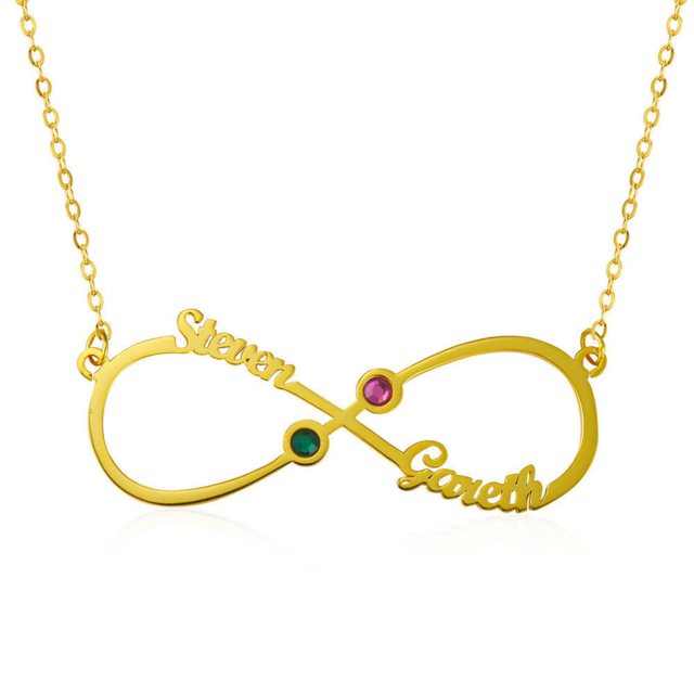 Picture of Custom 2 Names Infinity Necklace in 925 Sterling Silver