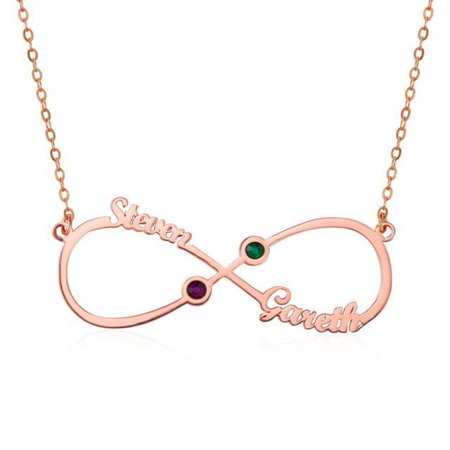 Picture of Custom 2 Names Infinity Necklace in 925 Sterling Silver