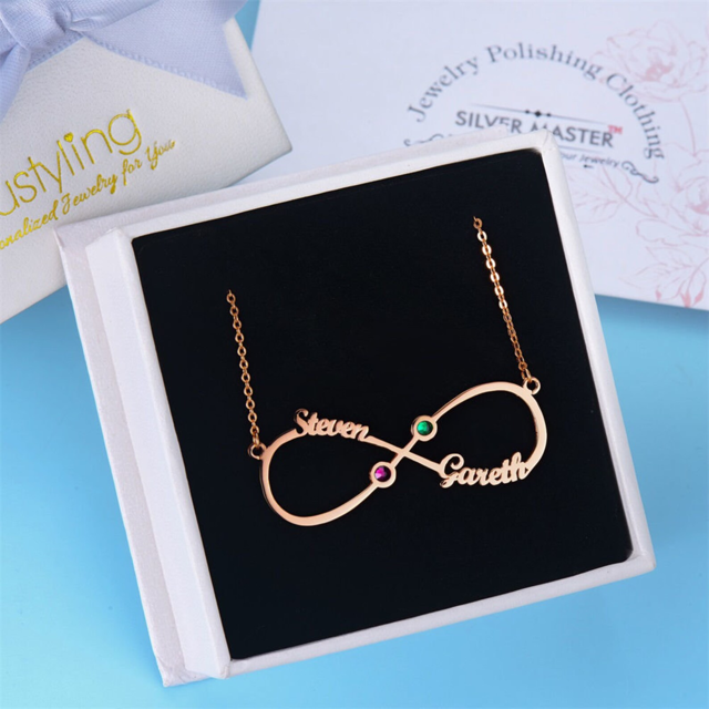 Picture of Custom 2 Names Infinity Necklace in 925 Sterling Silver