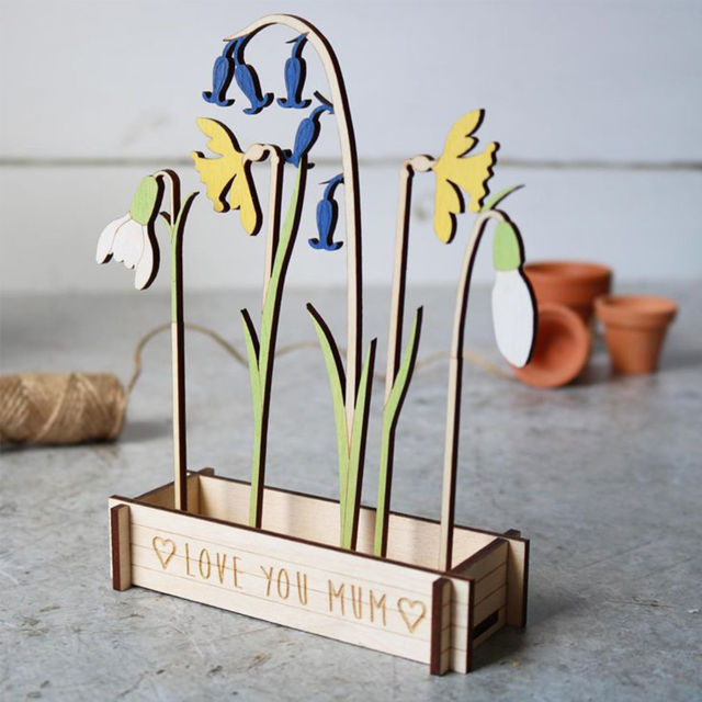 Picture of Personalized Wooden Family Birth Flowers - Grandma's Garden Sign - Mother's Day & Wedding Anniversary Gift