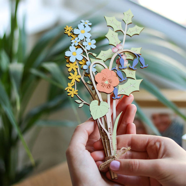 Picture of Personalized Wooden Family Birth Flowers - Grandma's Garden Sign - Mother's Day & Wedding Anniversary Gift