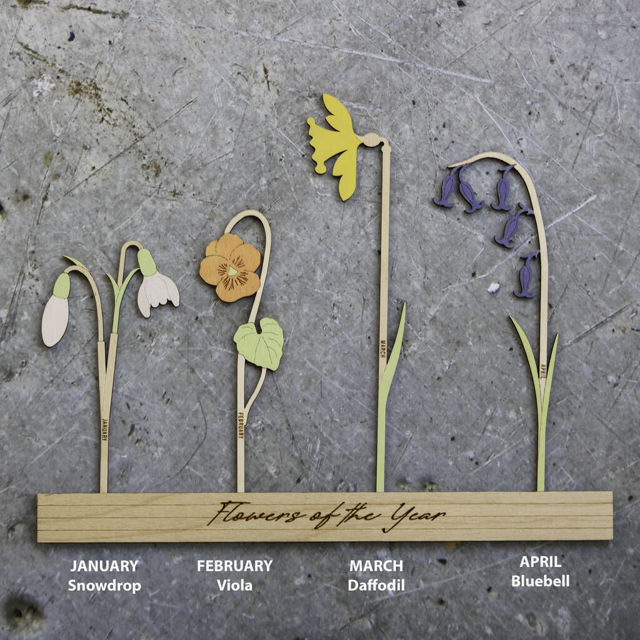 Picture of Personalized Wooden Family Birth Flowers - Grandma's Garden Sign - Mother's Day & Wedding Anniversary Gift