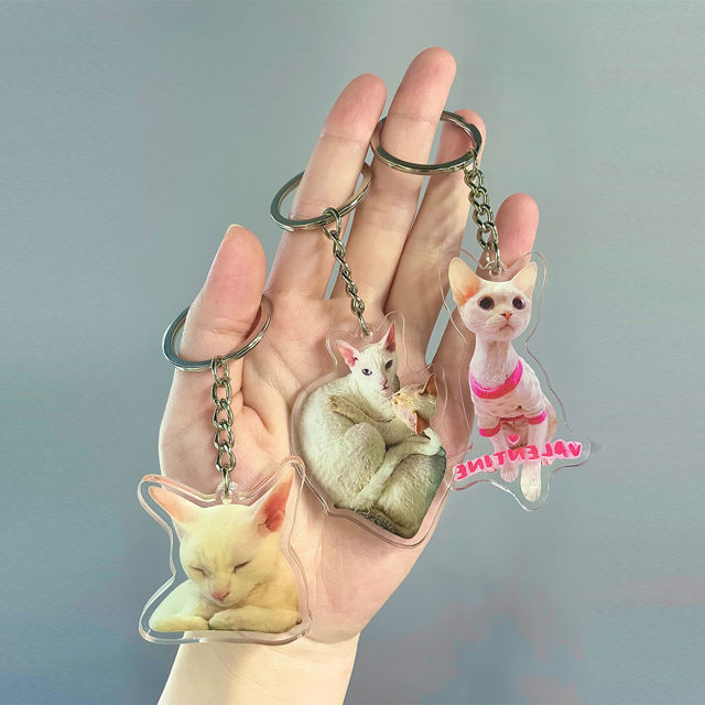 Picture of Custom Photo Acrylic Keychain - Custom Photo Keychain with Pets Photo - Double Sided Printed Dog/Cat Photo Keychain - Best Gifts for Pet Lovers