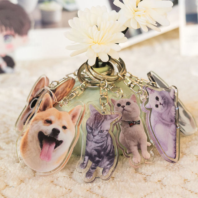 Picture of Custom Photo Acrylic Keychain - Custom Photo Keychain with Pets Photo - Double Sided Printed Dog/Cat Photo Keychain - Best Gifts for Pet Lovers