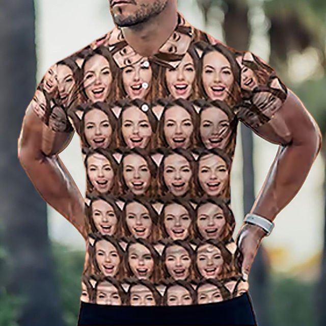 Picture of Customized avatar polo shirts, personalized photo/logo polo shirts, multiple avatar arranged flat polo shirts for men and women