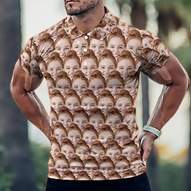 Picture of Customized avatar polo shirts, personalized photo/logo polo shirts, multiple avatar arranged flat polo shirts for men and women