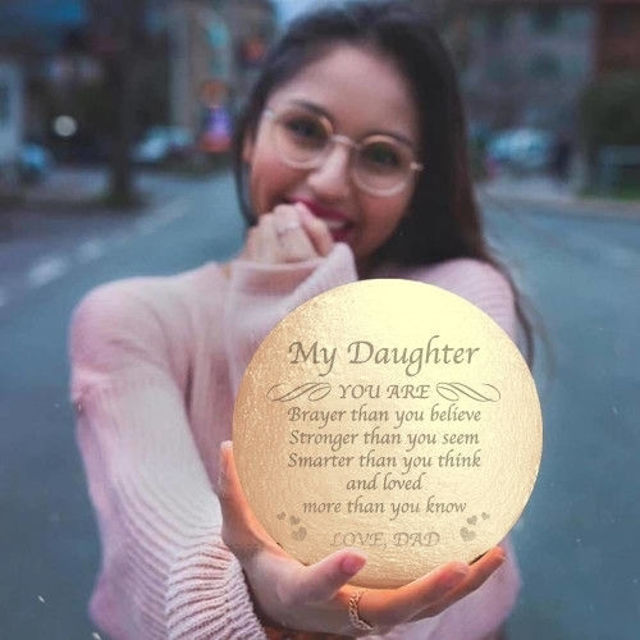 Picture of Personalized 3D Moon Lamp with Touch Control Touching Words (10cm-20cm)