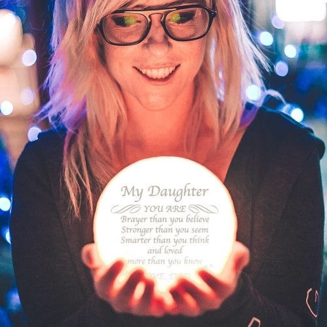 Picture of Personalized 3D Moon Lamp with Touch Control Touching Words (10cm-20cm)