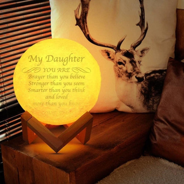 Picture of Personalized 3D Moon Lamp with Touch Control Touching Words (10cm-20cm)