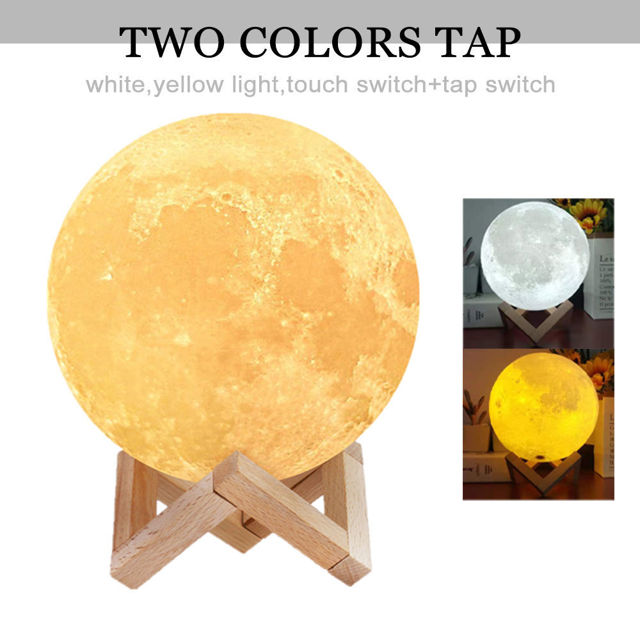 Picture of Personalized 3D Moon Lamp with Touch Control Touching Words (10cm-20cm)