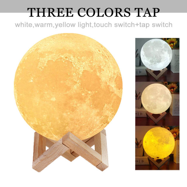 Picture of Personalized 3D Moon Lamp with Touch Control Touching Words (10cm-20cm)