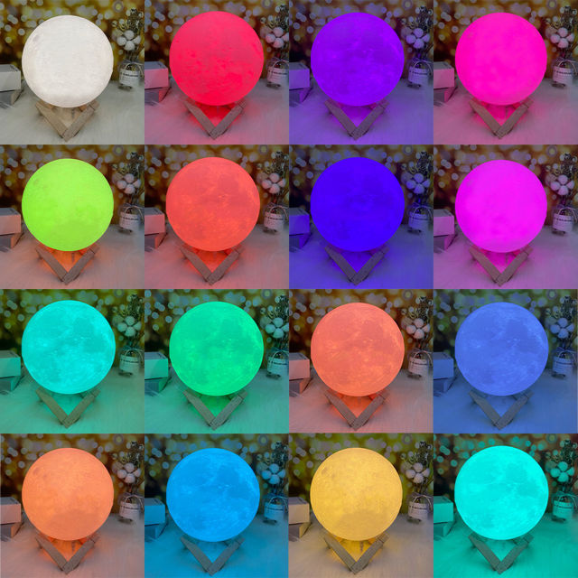 Picture of Personalized 3D Moon Lamp with Touch Control Touching Words (10cm-20cm)