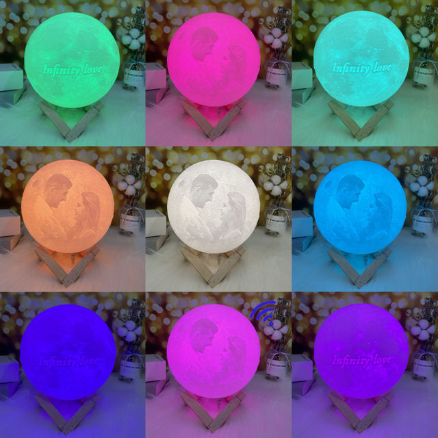 Picture of Personalized 3D Moon Lamp with Touch Control Touching Words (10cm-20cm)