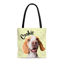 Picture of Customized Pet Upper-body Photo Tote Bag Little Dots Elements With Personalized Name And Background Color