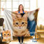 Picture of Custom Blankets Personalized Photo Cat Blanket Painted Art Portrait Fleece Blanket