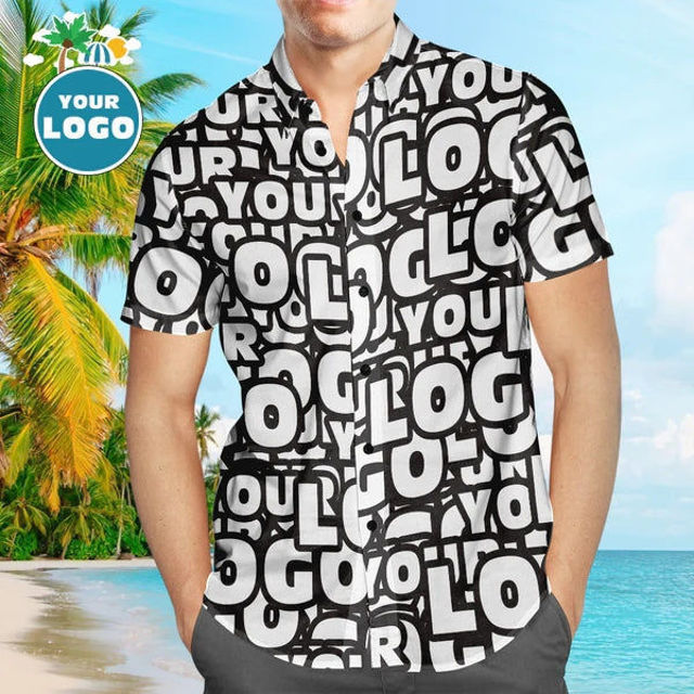 Picture of Custom Logo Hawaiian Shirts Muti-Logo Design Aloha Beach Shirt For Men