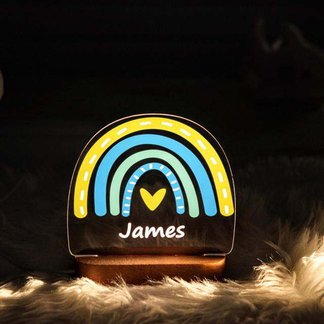 Picture of Colorful Blue Yellow Rainbow Night Light with Irregular Shape  - Personalized It With Your Kid's Name