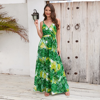 Picture of Bohemian Floral Suspender Dresses for a Chic Spring/Summer Look - V-Neck Boho Long Maxi Dress - Beach/Wedding Party Camisole Dress for Girls