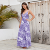 Picture of Bohemian Floral Suspender Dresses for a Chic Spring/Summer Look - V-Neck Boho Long Maxi Dress - Beach/Wedding Party Camisole Dress for Girls
