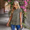 Picture of Bohemian Floral Short Sleeve Blouse for a Chic Spring/Summer Look - Round Neck Flutter Sleeves - Floral Print Blouse/Shirt for Women & Girls