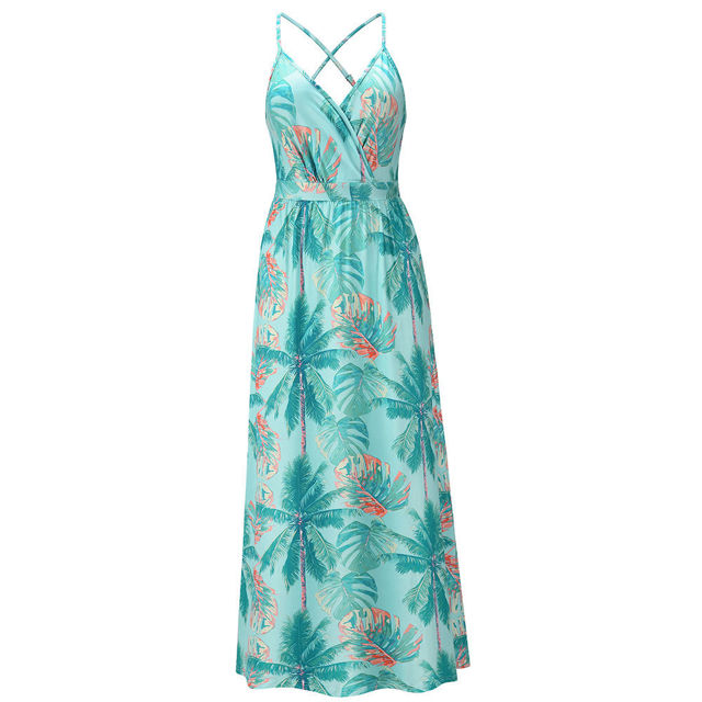 Picture of Chic Spring/Summer Look Bohemian Floral Suspender Dresses - V-Neck Boho Long Maxi Dress - Beach/Wedding Party Camisole Dress for Girls