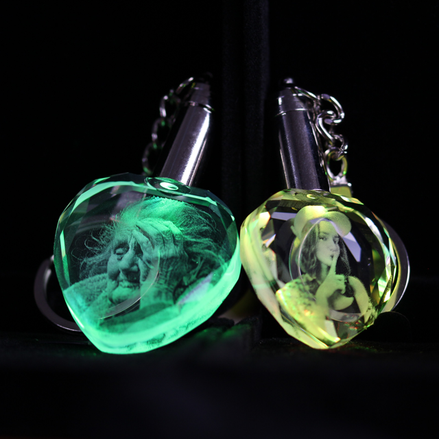 Picture of Personalized 2D or 3D Crystal Photo Keychain Gift in Heart - Custom Photo Keychain - Pet Lover Gift