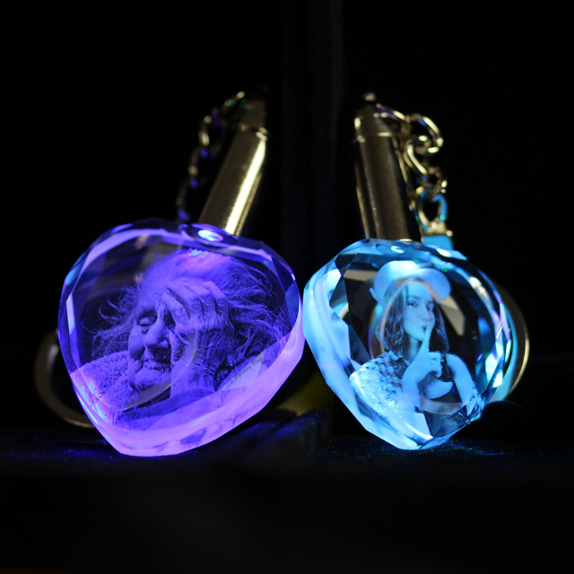 Picture of Personalized 2D or 3D Crystal Photo Keychain Gift in Heart - Custom Photo Keychain - Pet Lover Gift