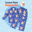 Picture of Customized pajamas Customized photo blue cat element pajamas Customized casual home pajamas complete set